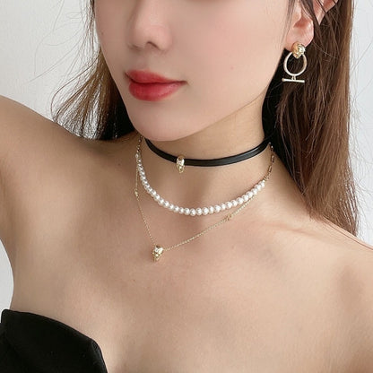 Popular Punk Inlaid Skull Y-shaped Necklace