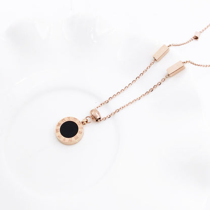 Korean fashion 18K rose gold black and white necklace