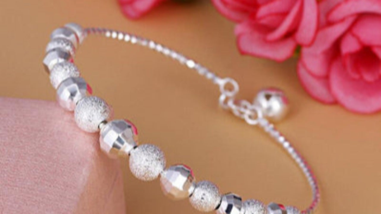 Copper Plated Silver Bell Transfer Bead Bracelet