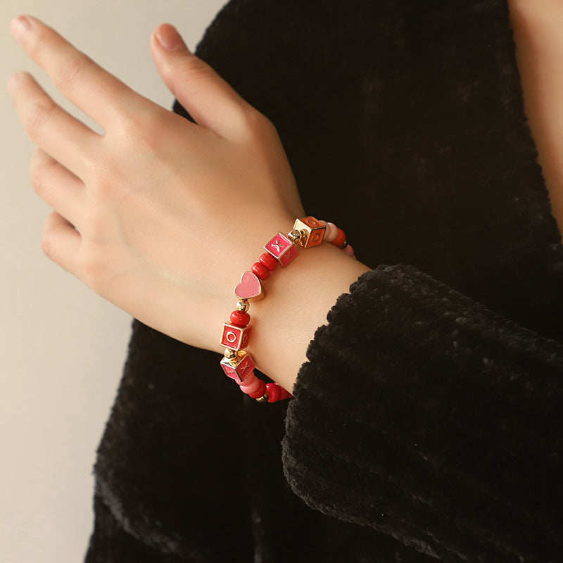 Colorful Beaded Necklace Original Design Square English Combination Bracelet