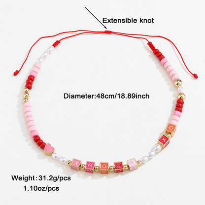 Colorful Beaded Necklace Original Design Square English Combination Bracelet