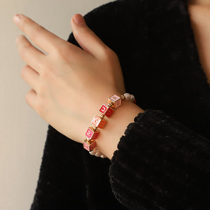 Colorful Beaded Necklace Original Design Square English Combination Bracelet