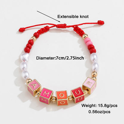 Colorful Beaded Necklace Original Design Square English Combination Bracelet